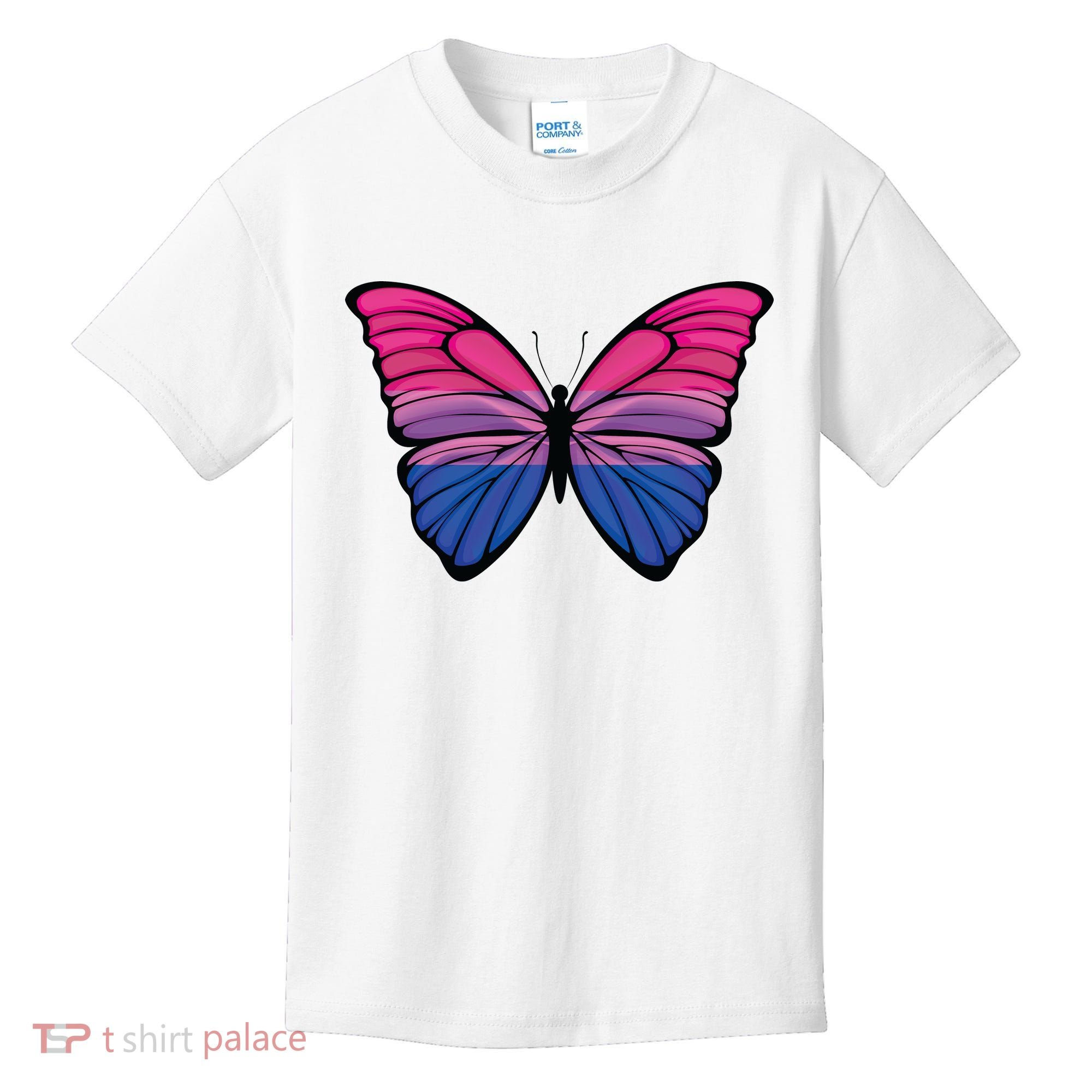 Bisexual Butterfly Hypolimnas Bi Pride Flag Kids T-Shirt