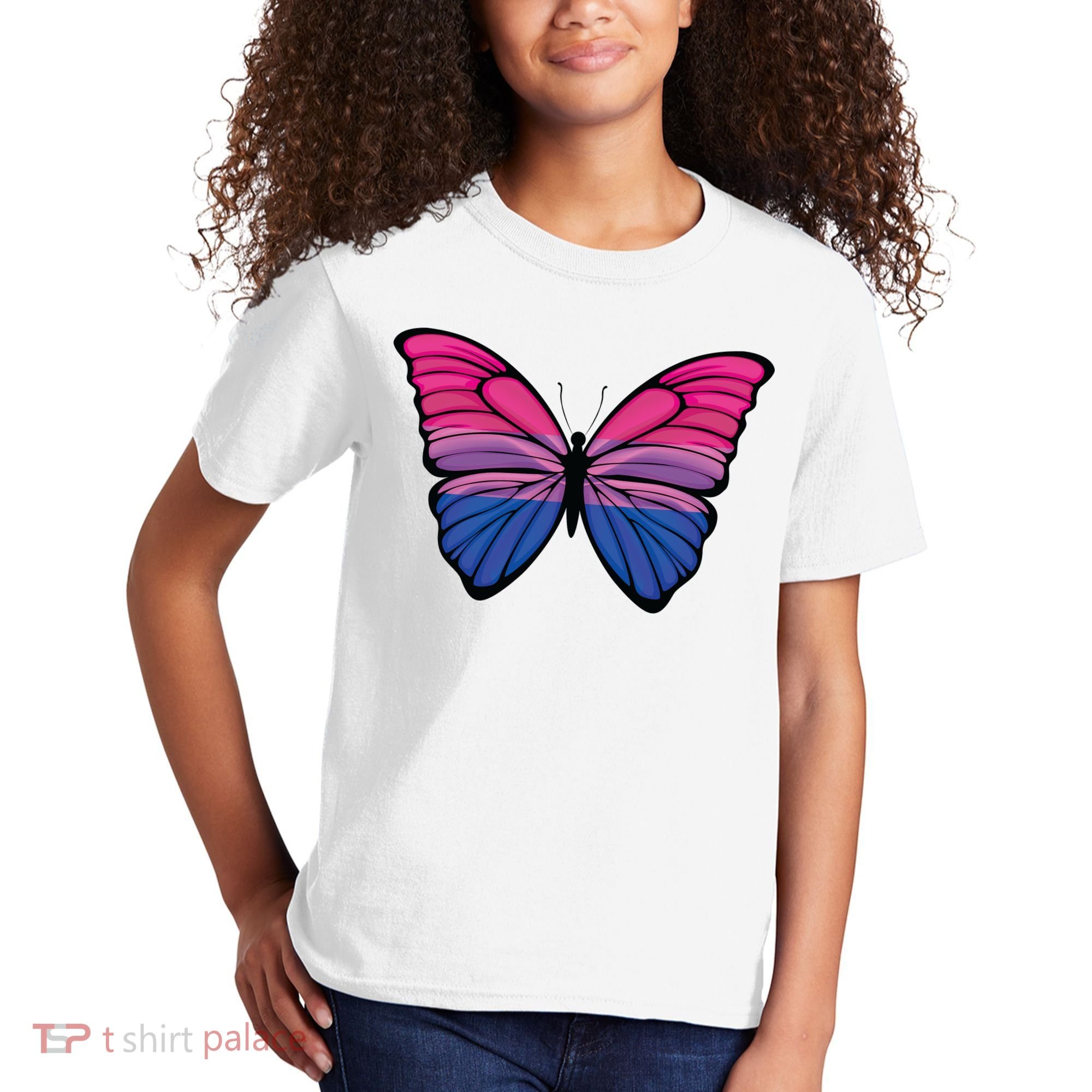 Bisexual Butterfly Hypolimnas Bi Pride Flag Kids T-Shirt
