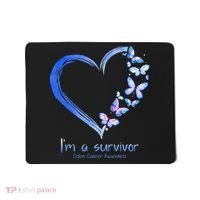 Blue Butterfly Heart Im A Survivor Colon Cancer Awareness Mousepad thumb 0