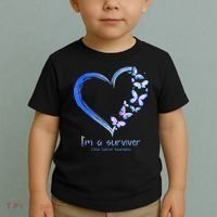 Blue Butterfly Heart Im A Survivor Colon Cancer Awareness Toddler T-Shirt thumb 2
