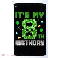 Birthday Boy It'S My 8th Birthday Video Game Pixel Golf Towel thumb 0
