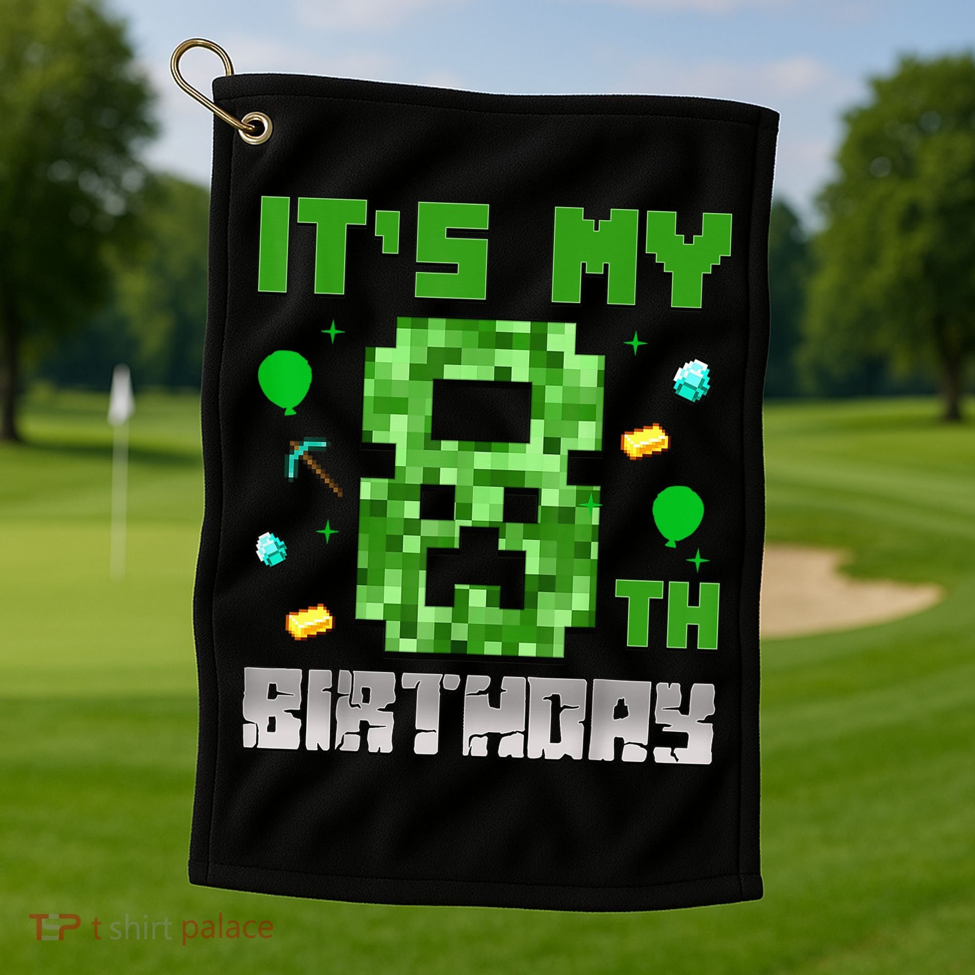 Birthday Boy It'S My 8th Birthday Video Game Pixel Golf Towel