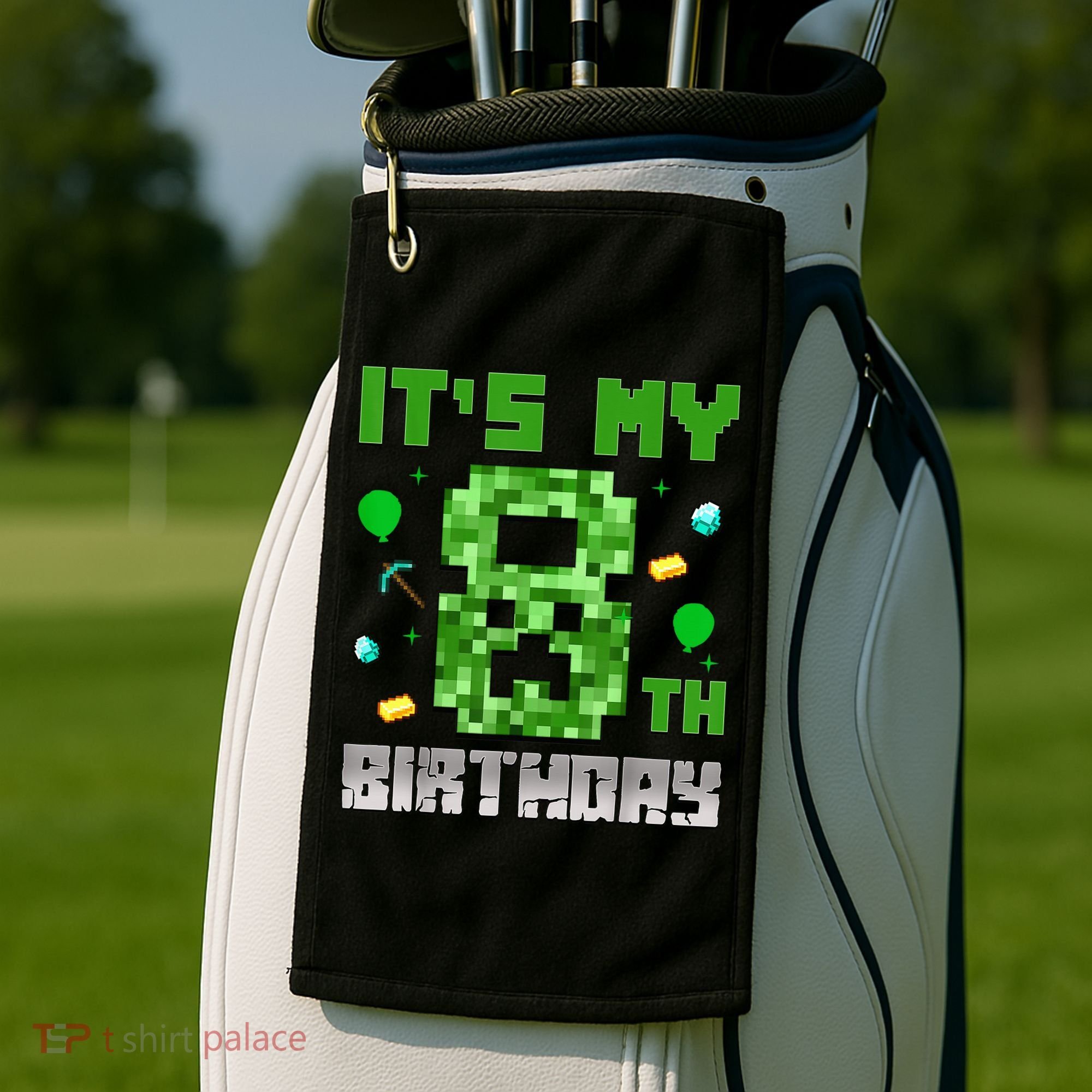 Birthday Boy It'S My 8th Birthday Video Game Pixel Golf Towel
