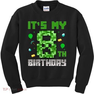 Birthday Boy It'S My 8th Birthday Video Game Pixel Kids Sweatshirt