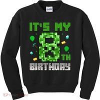 Birthday Boy It'S My 8th Birthday Video Game Pixel Kids Sweatshirt thumb 0