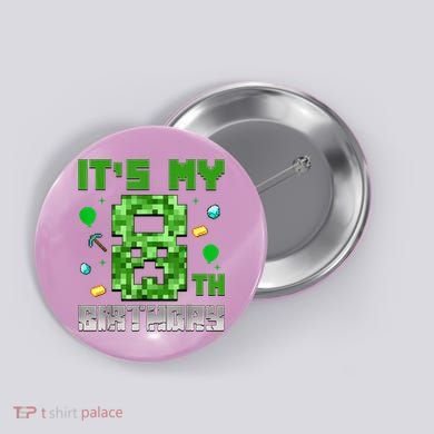 Birthday Boy It'S My 8th Birthday Video Game Pixel Button