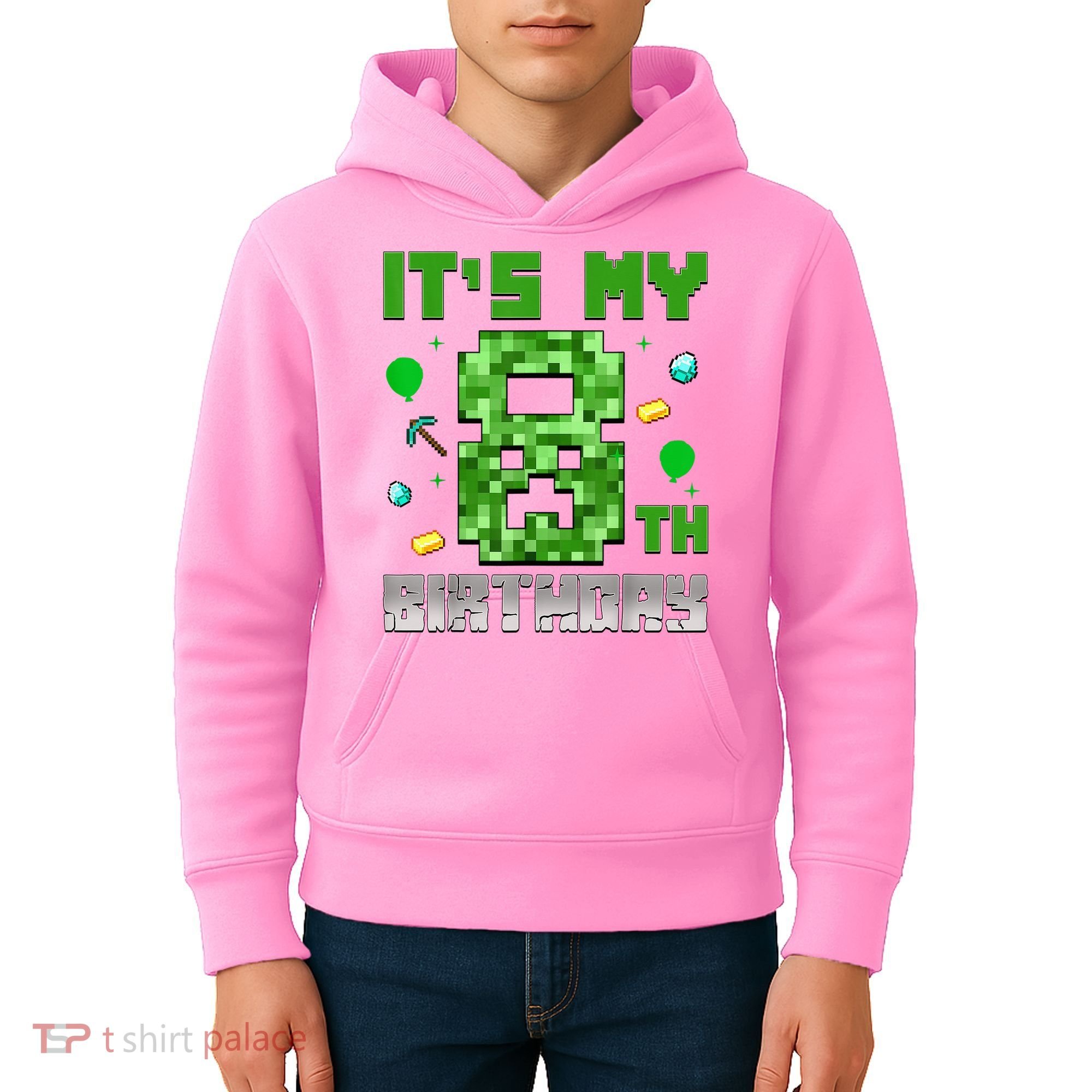Birthday Boy It'S My 8th Birthday Video Game Pixel Kids Hoodie
