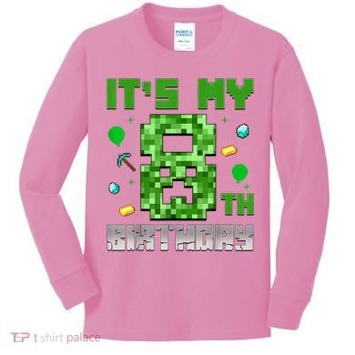 Birthday Boy It'S My 8th Birthday Video Game Pixel Kids Long Sleeve Shirt
