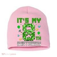 Birthday Boy It'S My 8th Birthday Video Game Pixel Short Acrylic Beanie thumb 0
