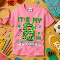 Birthday Boy It'S My 8th Birthday Video Game Pixel Kids T-Shirt thumb 3