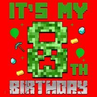 Birthday Boy It'S My 8th Birthday Video Game Pixel Santa Hat thumb 1