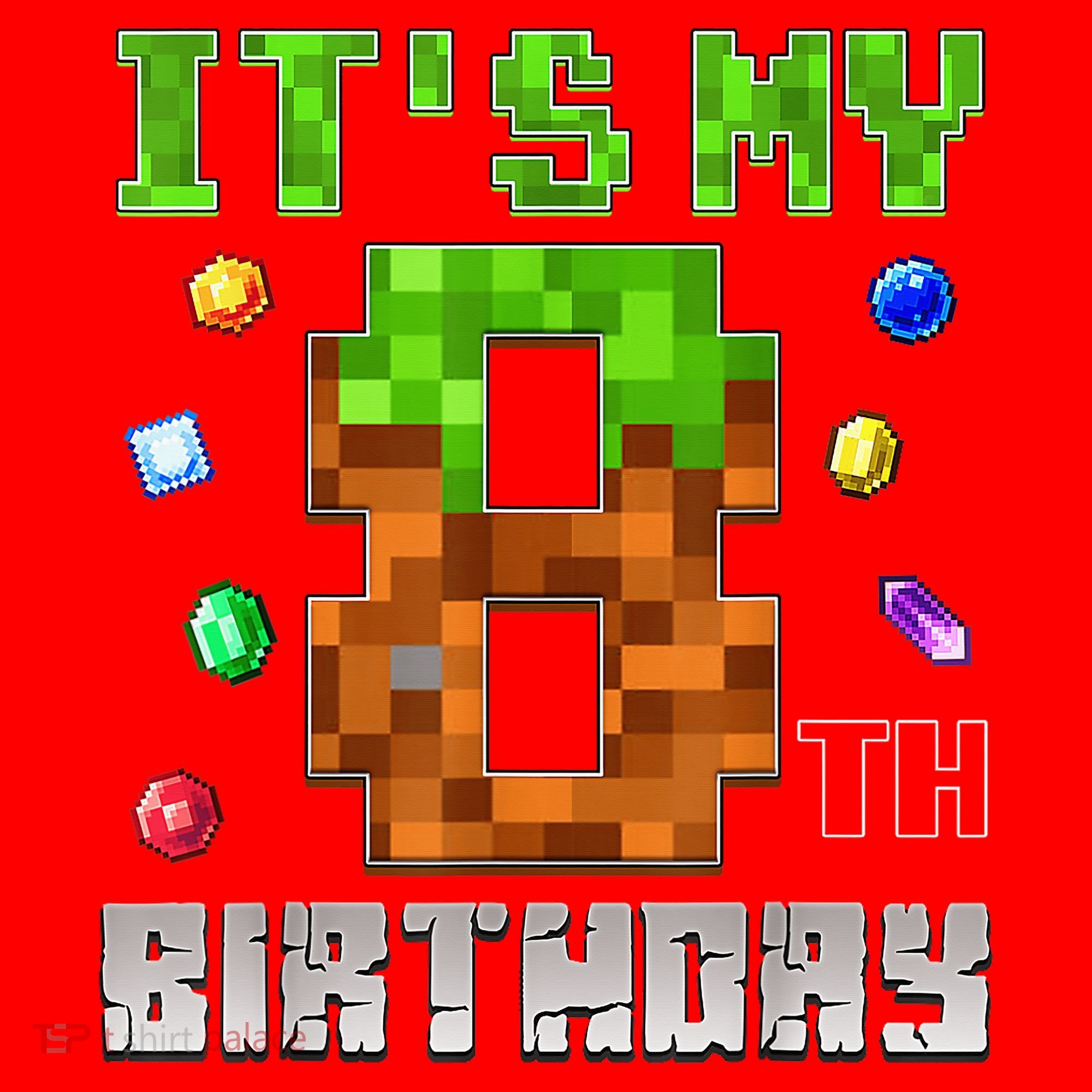 Birthday Boy It'S My 8th Birthday Video Game Pixel Santa Hat