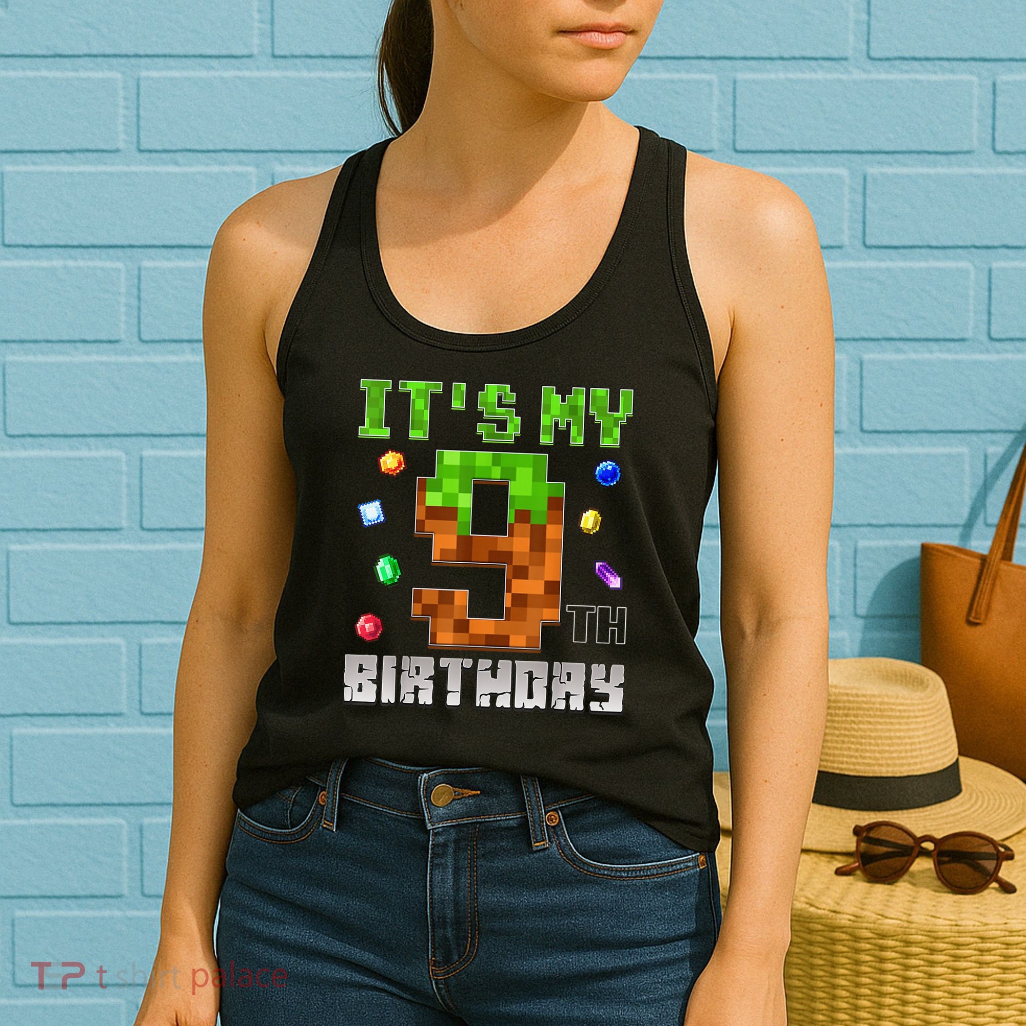 Birthday Boy It'S My 9th Birthday Video Game Pixel Women's Tank Top