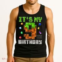 Birthday Boy It'S My 9th Birthday Video Game Pixel Tank Top thumb 3