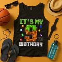 Birthday Boy It'S My 9th Birthday Video Game Pixel Tank Top thumb 4