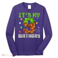 Birthday Boy It'S My 9th Birthday Video Game Pixel Long Sleeve Shirt thumb 0