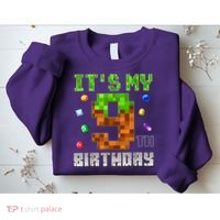 Birthday Boy It'S My 9th Birthday Video Game Pixel Sweatshirt thumb 2