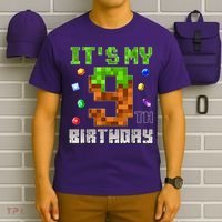 Birthday Boy It'S My 9th Birthday Video Game Pixel T-Shirt thumb 6