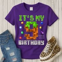 Birthday Boy It'S My 9th Birthday Video Game Pixel Women's T-Shirt thumb 3