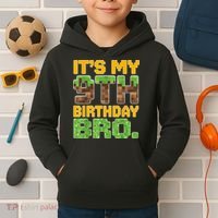Birthday Boy It'S My 9th Birthday Video Game Pixel Kids Hoodie thumb 2