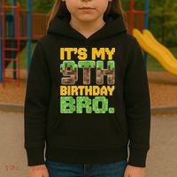 Birthday Boy It'S My 9th Birthday Video Game Pixel Kids Hoodie thumb 3