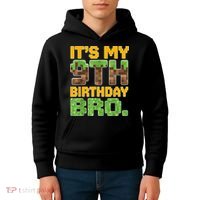 Birthday Boy It'S My 9th Birthday Video Game Pixel Kids Hoodie thumb 4