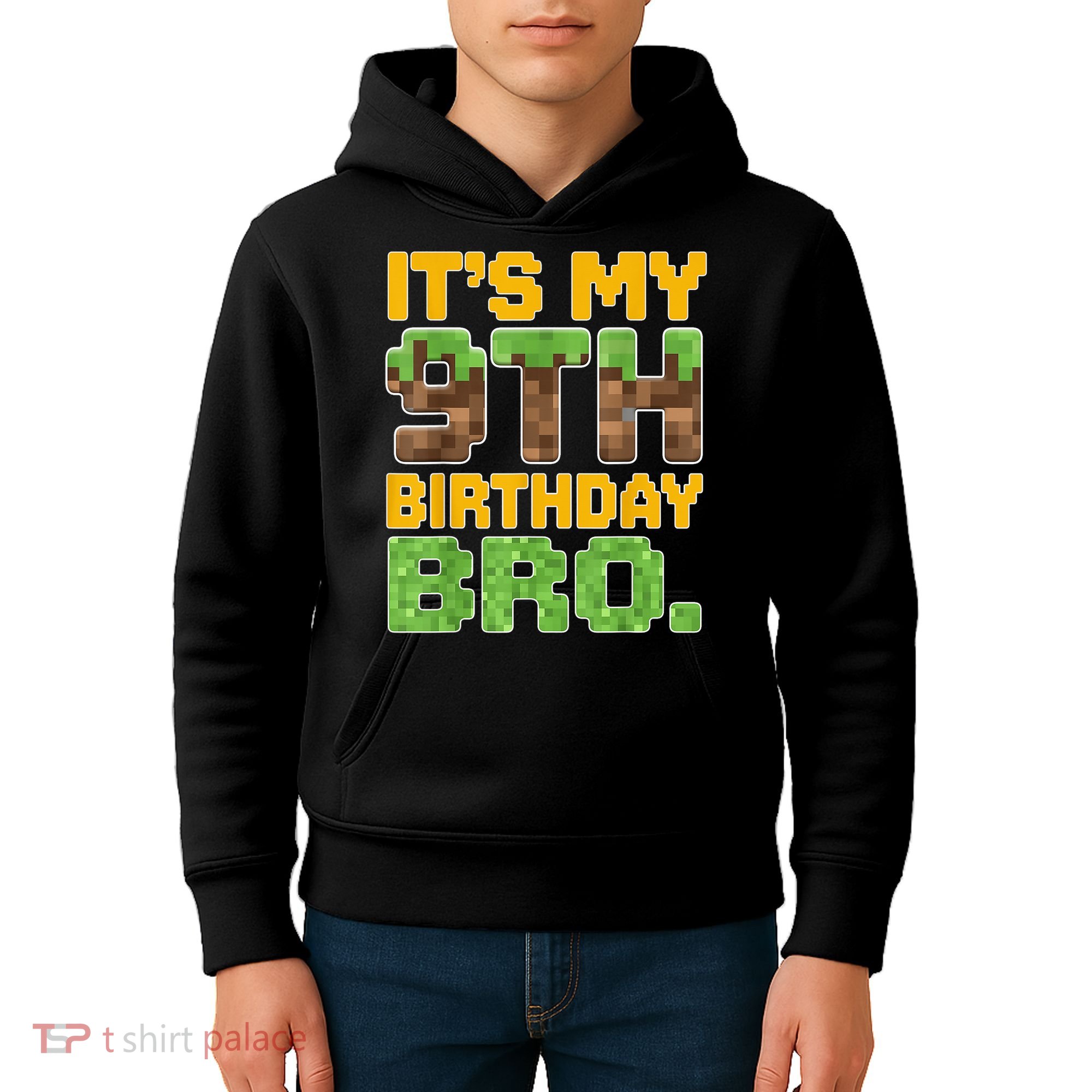 Birthday Boy It'S My 9th Birthday Video Game Pixel Kids Hoodie
