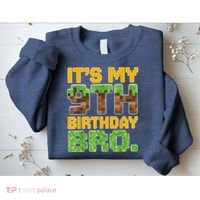 Birthday Boy It'S My 9th Birthday Video Game Pixel Sweatshirt thumb 2