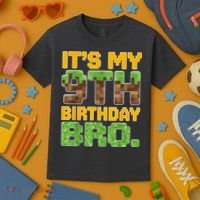 Birthday Boy It'S My 9th Birthday Video Game Pixel Kids T-Shirt thumb 3