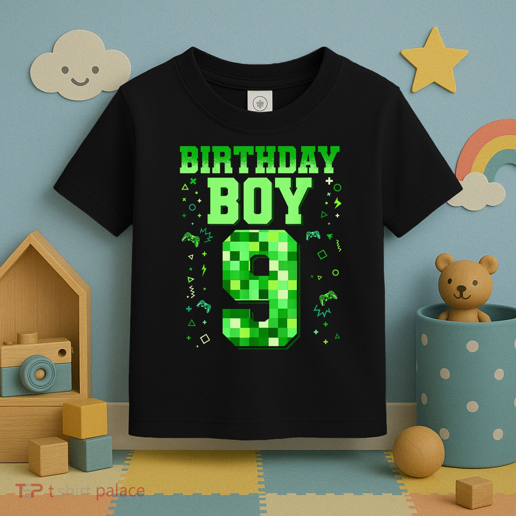Birthday Boy It'S My 9th Birthday Video Game Pixel Toddler T-Shirt