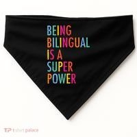 Being Bilingual Is A Super Power Teacher USA-Made Doggie Bandana thumb 0