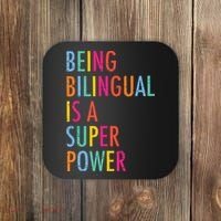 Being Bilingual Is A Super Power Teacher Coaster thumb 0