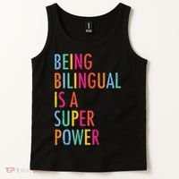 Being Bilingual Is A Super Power Teacher Tank Top thumb 2