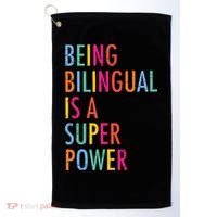 Being Bilingual Is A Super Power Teacher Golf Towel thumb 0