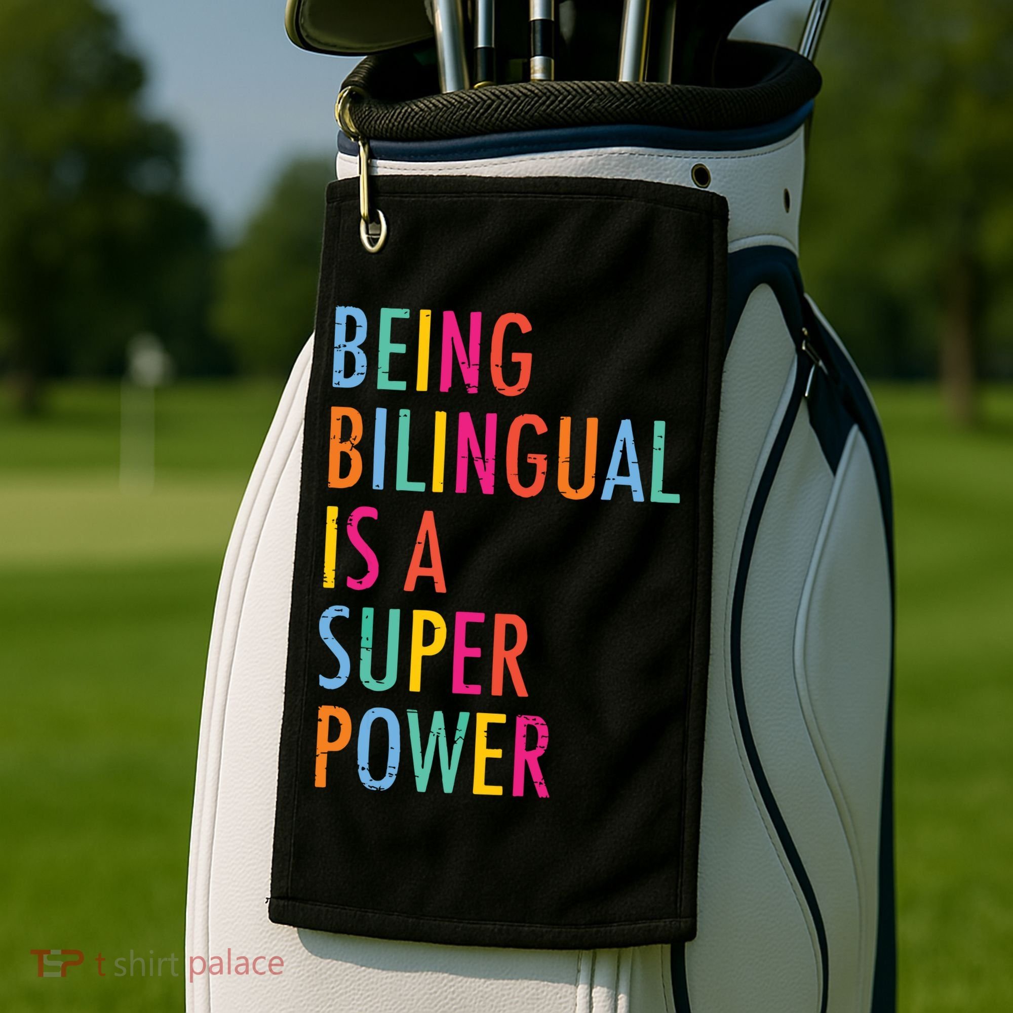 Being Bilingual Is A Super Power Teacher Golf Towel
