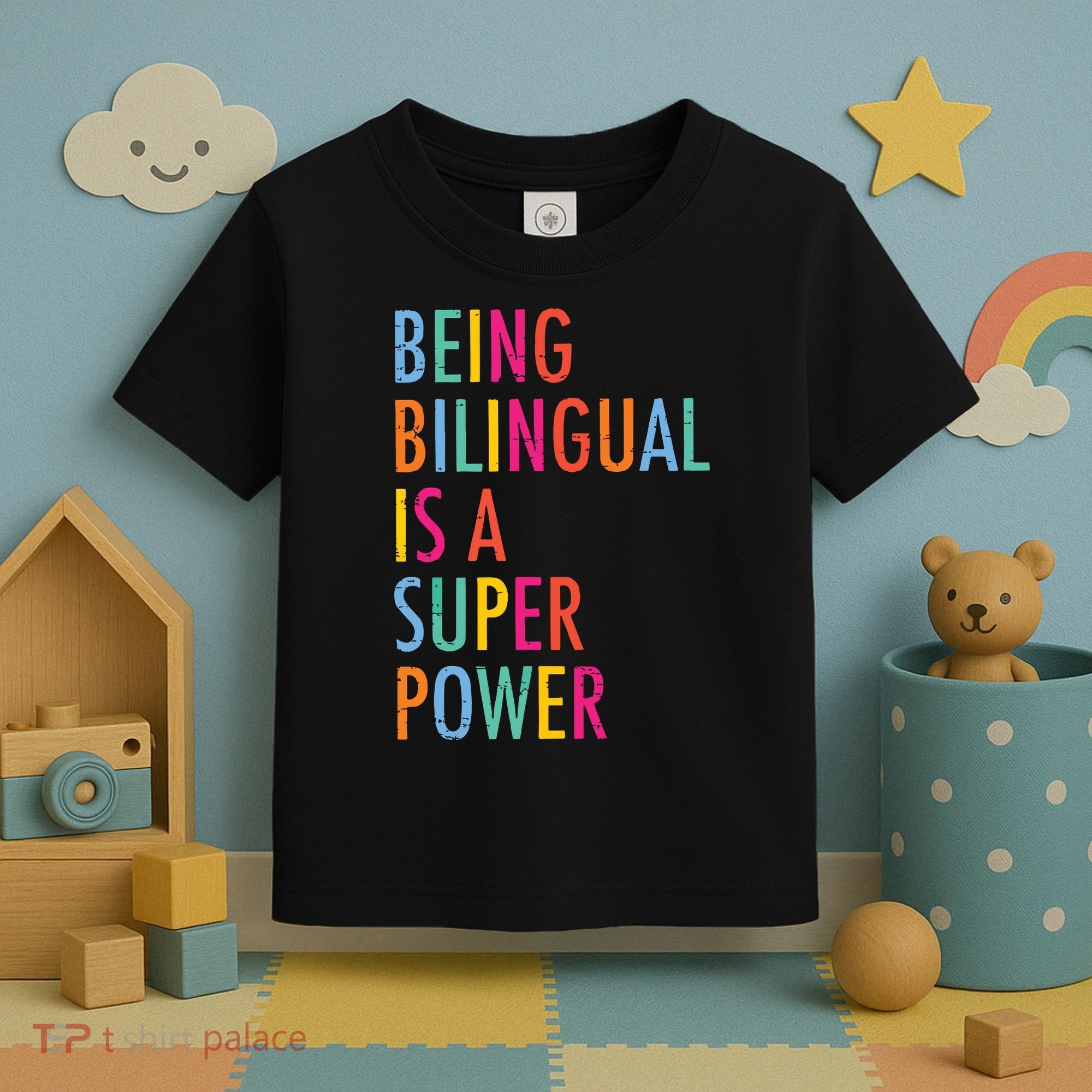 Being Bilingual Is A Super Power Teacher Toddler T-Shirt