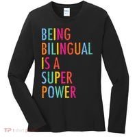 Being Bilingual Is A Super Power Teacher Women's Long Sleeve Shirt thumb 0