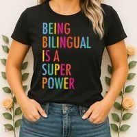 Being Bilingual Is A Super Power Teacher Women's T-Shirt thumb 2