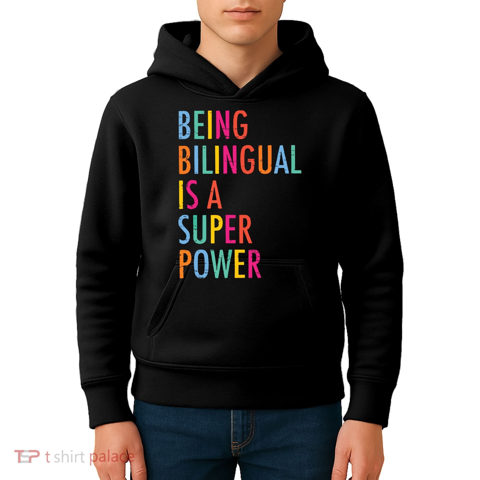 Being Bilingual Is A Super Power Teacher Kids Hoodie