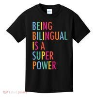 Being Bilingual Is A Super Power Teacher Kids T-Shirt thumb 0