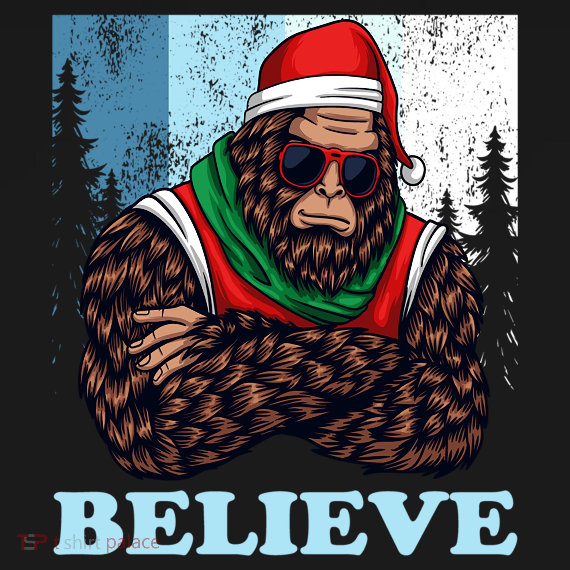 Bigfoot Believe In Christmas Sasquatch Funny Xmas Gift Women's Hoodie