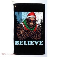 Bigfoot Believe In Christmas Sasquatch Funny Xmas Gift Golf Towel thumb 0