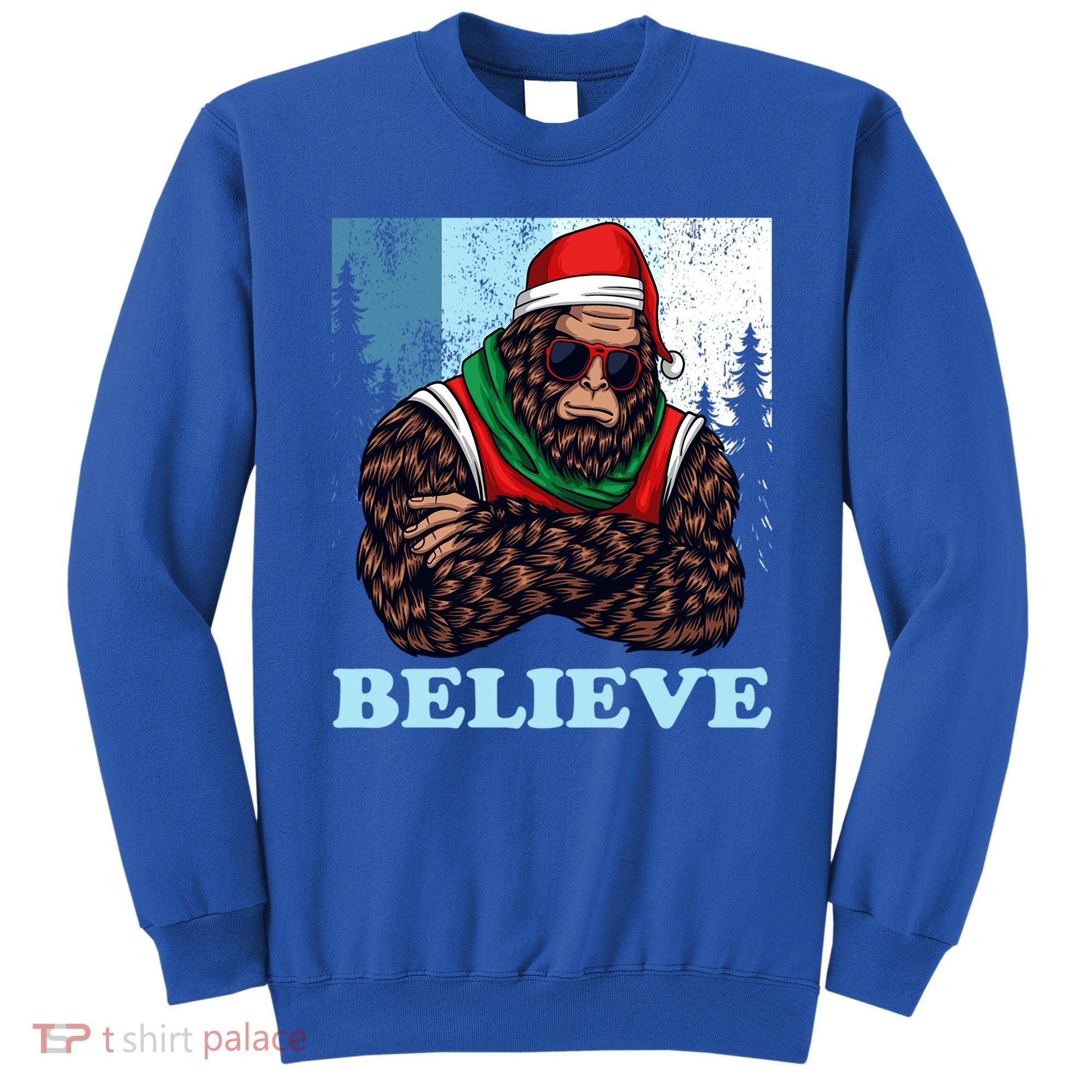 Bigfoot Believe In Christmas Sasquatch Funny Xmas Gift Sweatshirt
