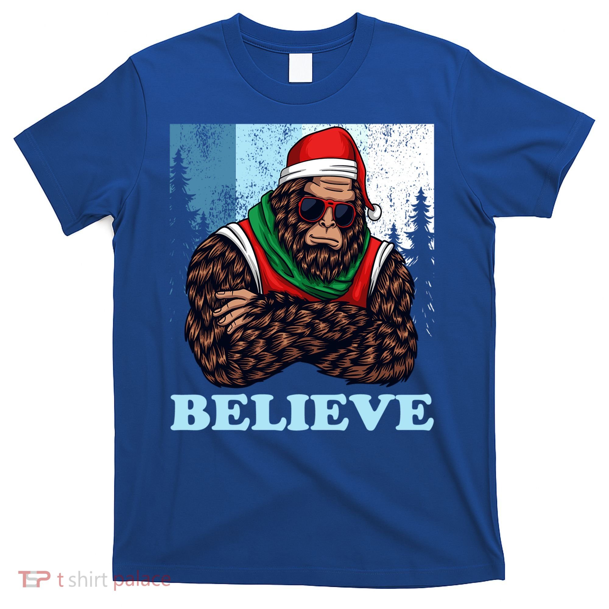 Bigfoot Believe In Christmas Sasquatch Funny Xmas Gift T-Shirt