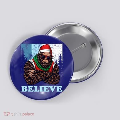 Bigfoot Believe In Christmas Sasquatch Funny Xmas Gift Button