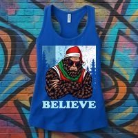 Bigfoot Believe In Christmas Sasquatch Funny Xmas Gift Women's Tank Top thumb 3