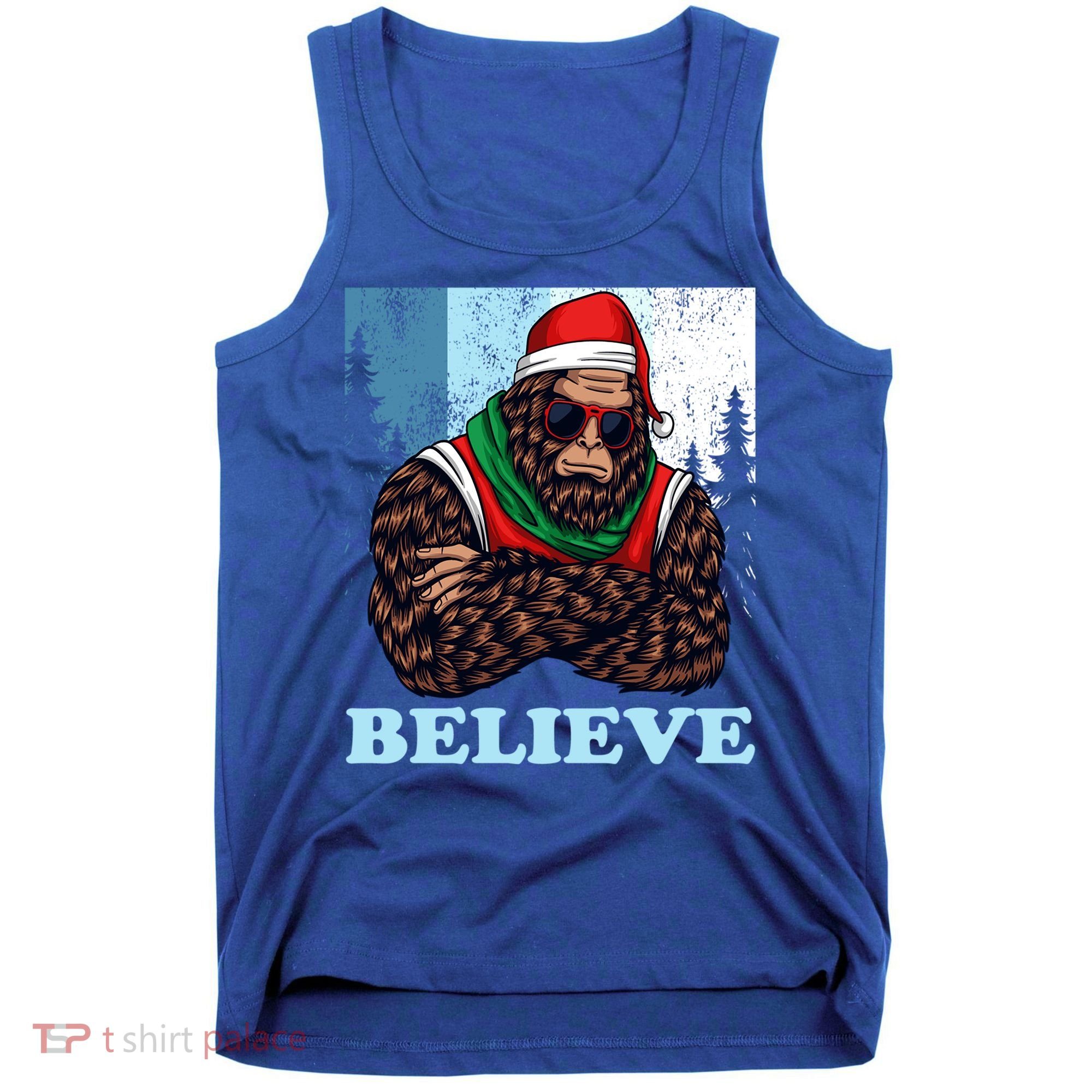 Bigfoot Believe In Christmas Sasquatch Funny Xmas Gift Tank Top