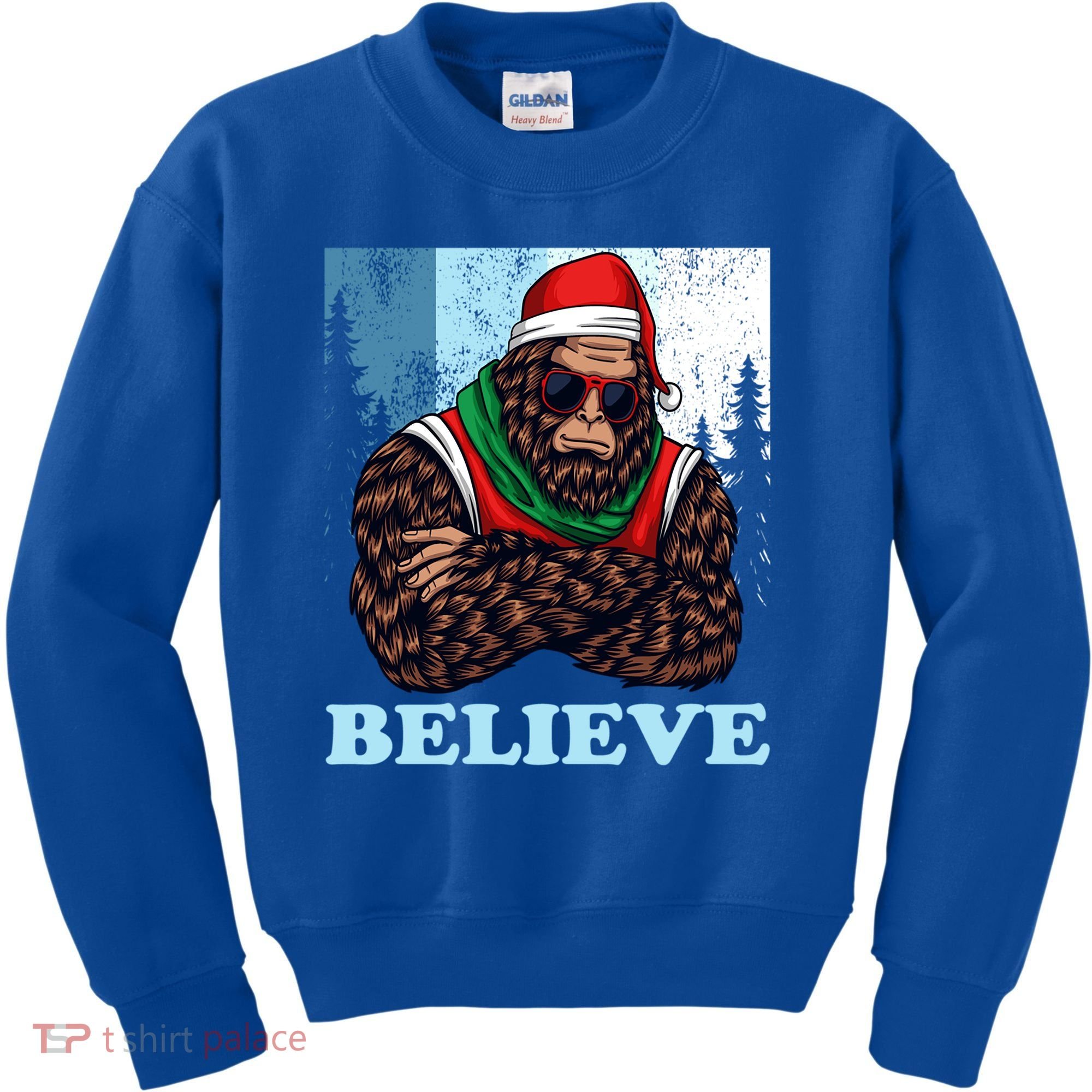Bigfoot Believe In Christmas Sasquatch Funny Xmas Gift Kids Sweatshirt