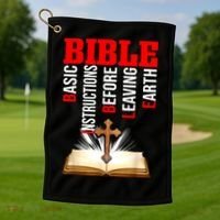 BIBLE Basic Instructions Before Leaving Earth Golf Towel thumb 1