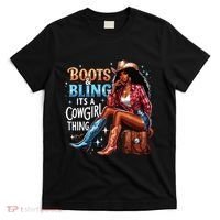 Boots Bling Its A Cowgirl Thing Melanin Rodeo Cowgirl T-Shirt thumb 0